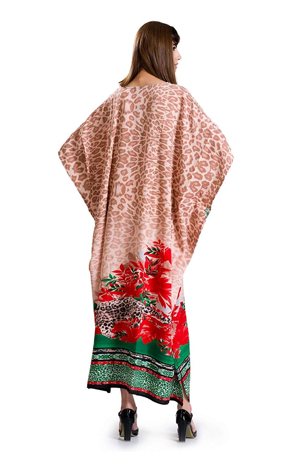 Floral Women's Kaftan Dress - Long Maxi Tunic Kimono Nightgown for Beach, Party & Casual Wear | Lightweight Polyester Summer Dress for Vacation, Lounge & Boho Style