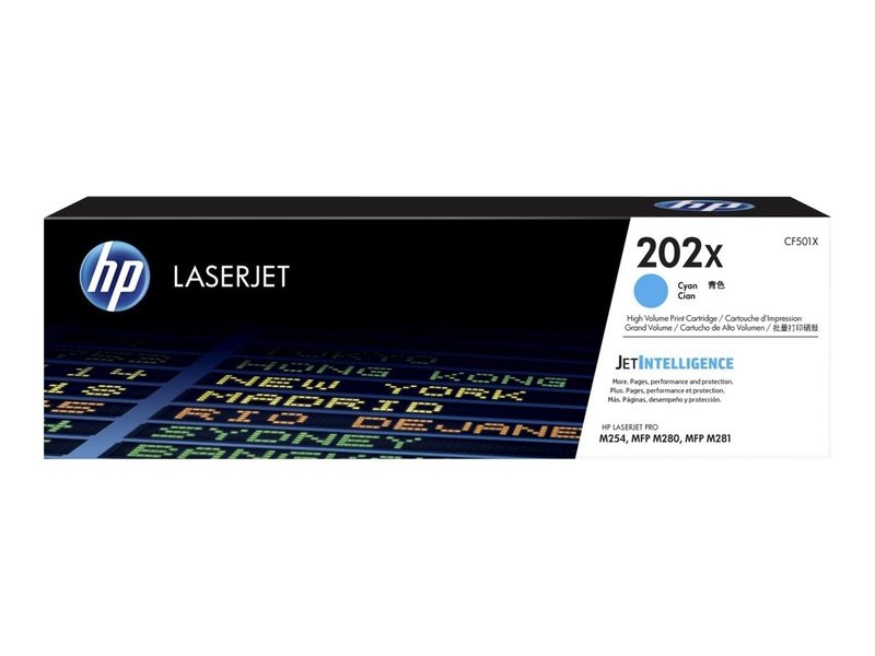 Original HP 202X Cyan LaserJet Toner Cartridge - Compatible with HP M254dw/M280nw/M281fdw Printers - High-Quality Replacement for Home & Office Printing Needs