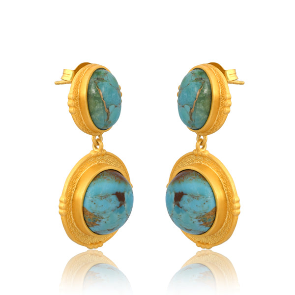 Turquoise Island Hopping Drop Earrings - Boho Beach Jewelry for Summer Vacations & Tropical Getaways