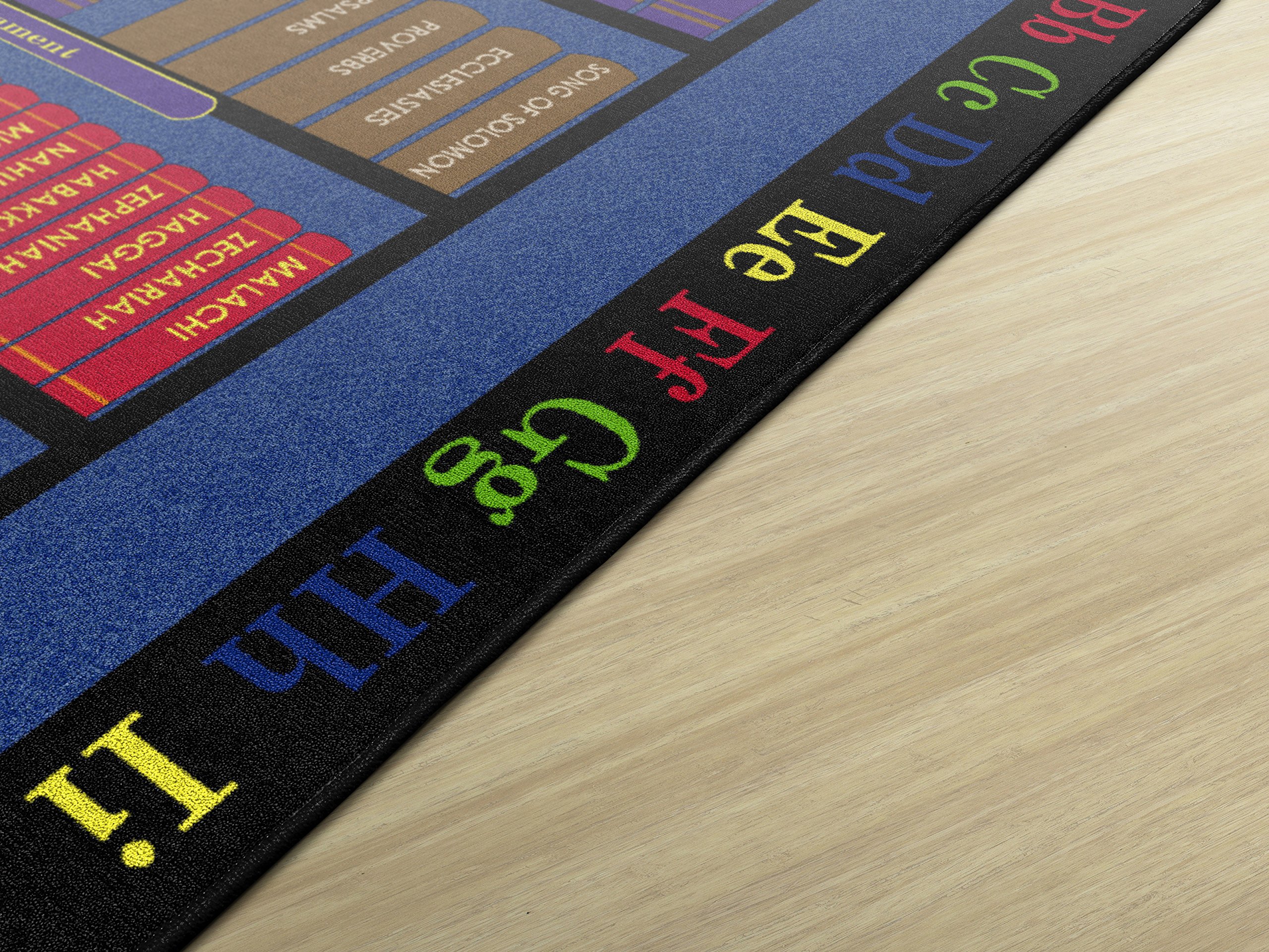 Flagship Carpets Bible Bookcase Educational Rug for Kids - 6' x 9' Rectangle Classroom, Office, Home & Playroom Mat - Non-Slip Nursery Carpet for Learning & Story Time