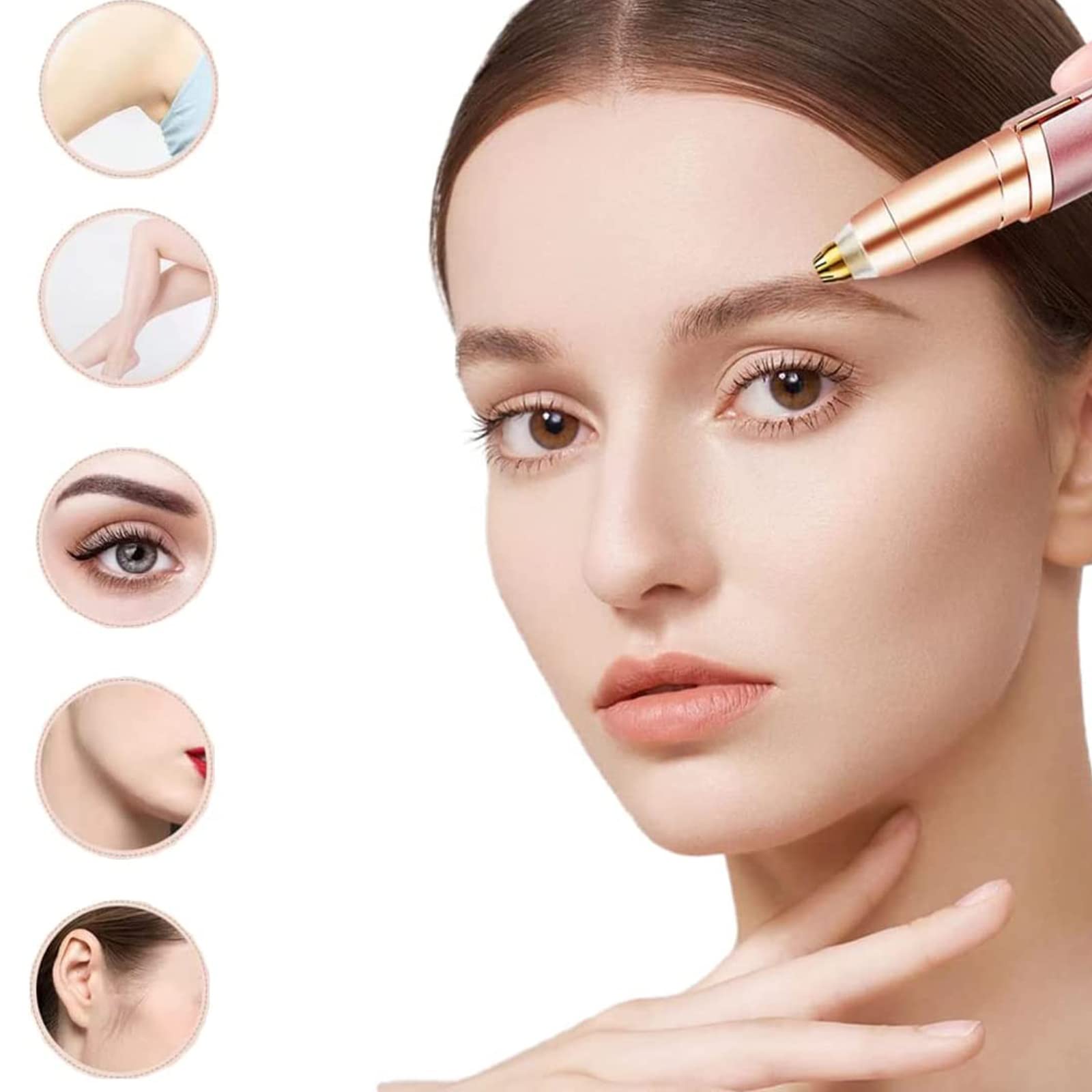 Rechargeable Electric Eyebrow Trimmer for Women - Painless Eyebrow Epilator & Facial Hair Remover with LED Light, Portable Brows Shaper for Eyebrow Grooming, Nose Hair Removal - Perfect for Home Use, Travel & Salon Treatments