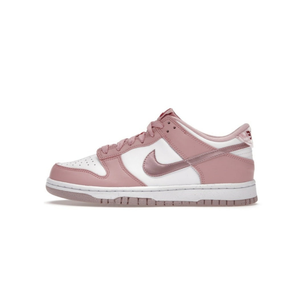 Nike Dunk Low GS Pink Glaze Velvet White Sneakers - Stylish & Comfortable Shoes for Women & Girls - Perfect for Casual Wear, School & Sports