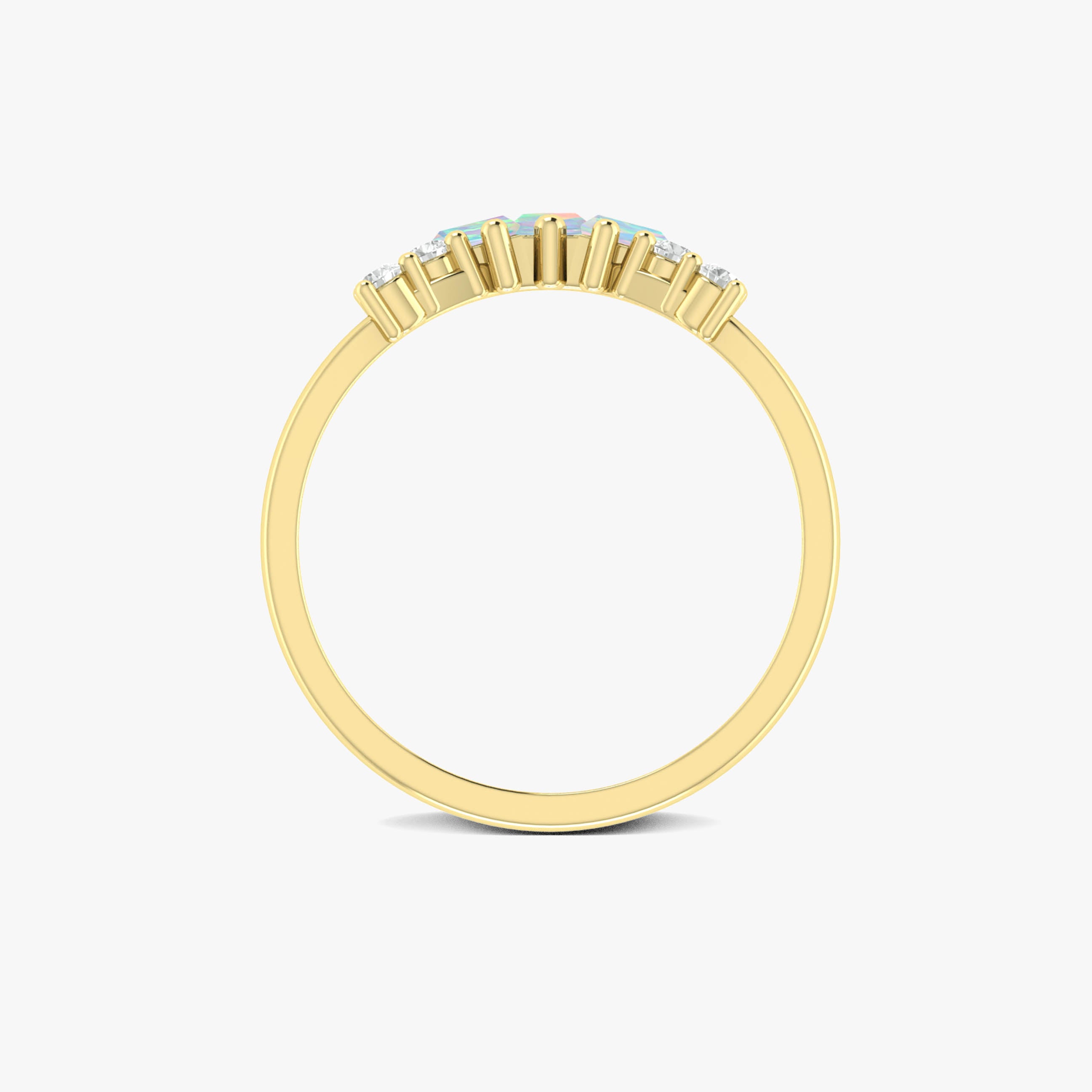 Baguette White Opal Ring with CZ Stones – Elegant Dainty Jewelry for Women | Perfect for Weddings, Anniversaries & Everyday Wear