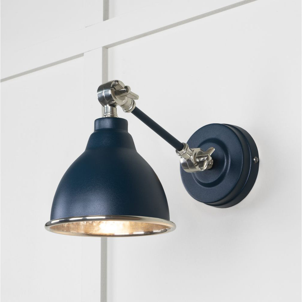 Hammered Nickel Brindley Wall Light - Vintage Industrial Sconce in Multiple Finishes - Perfect for Bedroom, Living Room & Hallway Lighting