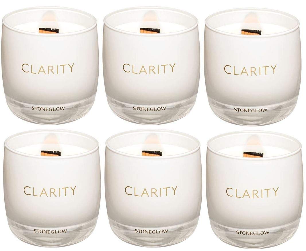 Stoneglow Candle Infusion Collection - Clarity Cashmerian Woods & Saffron Scented Candles (6-Pack) | Aromatherapy for Relaxation, Meditation & Home Decor