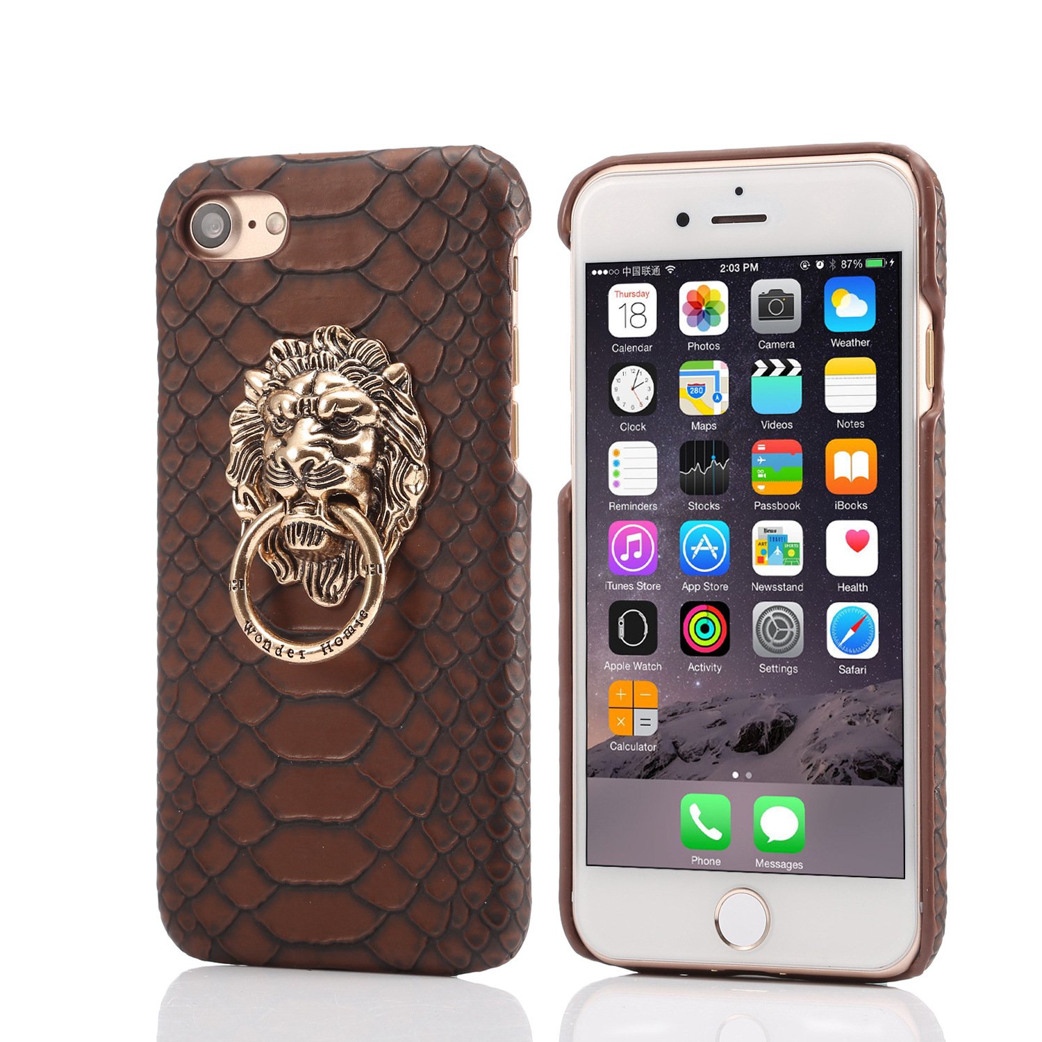 BONTOUJOUR iPhone 11 Pro Max Case - Luxury Chinese Lion Head Design with Ring Holder, Ultra Slim Protective Cover (Brown) | Perfect for Daily Use, Travel & Gift Giving