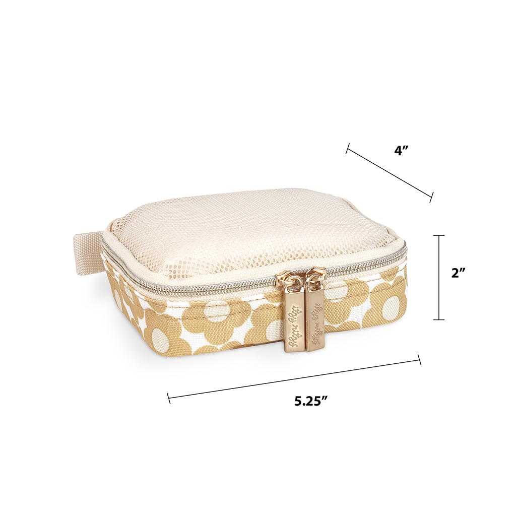 Itzy Ritzy 3-Piece Packing Cubes Set for Travel - Mesh Top, Double Zippers & Fabric Handle Organizers (Milk & Honey) - Perfect for Suitcase Organization, Business Trips & Vacation Packing