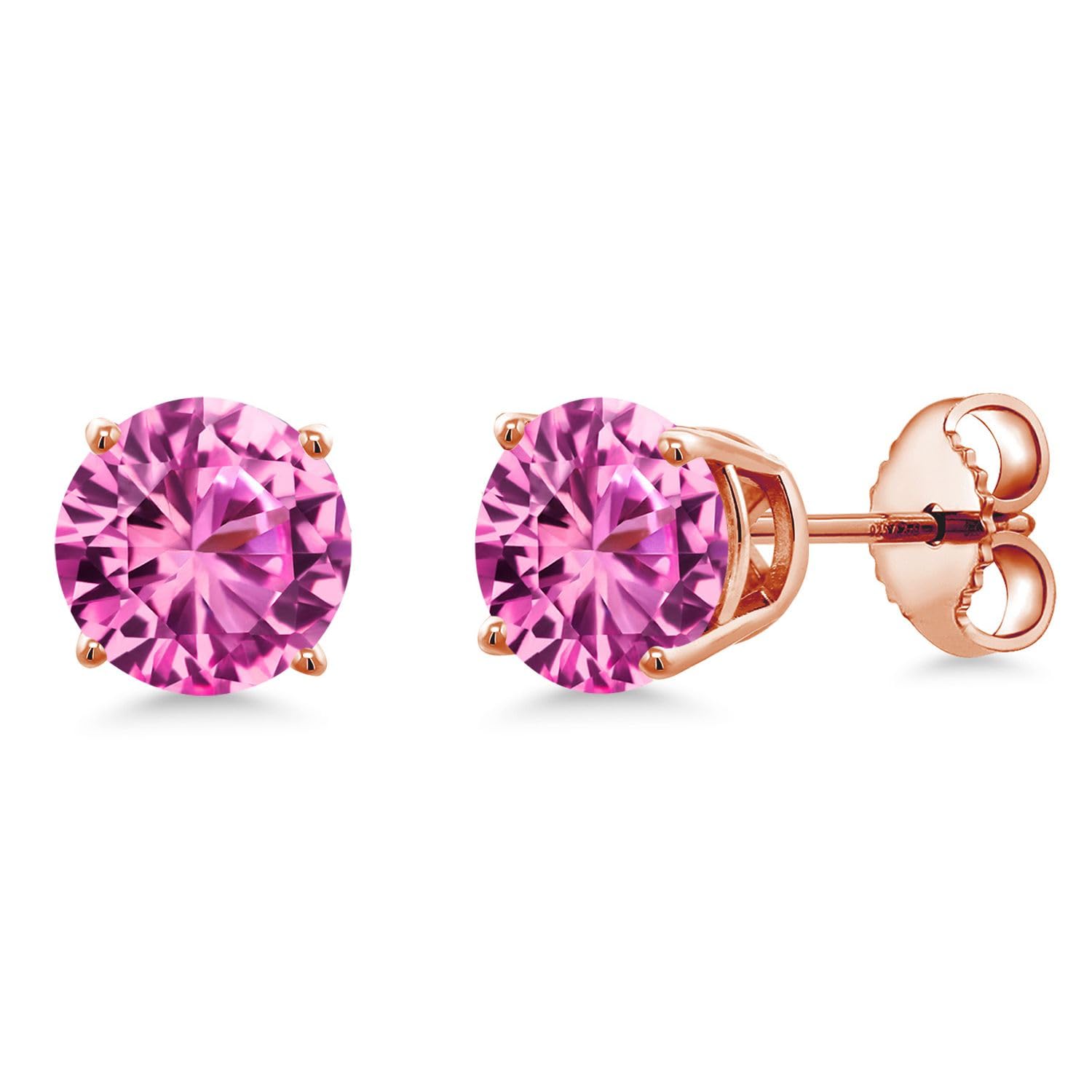 Gem Stone King 18K Rose Gold Plated Sterling Silver 6MM Round Birthstone Stud Earrings for Women & Men | Personalized Jewelry Gift for Birthday, Anniversary & Special Occasions