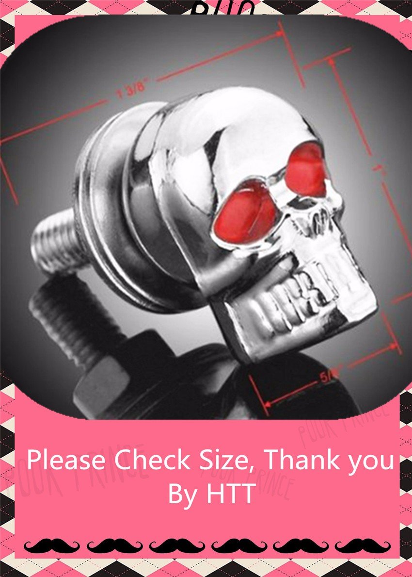 Universal Chrome Skull Eye Bolts - 2PCs for License Plate & Windshield Trim