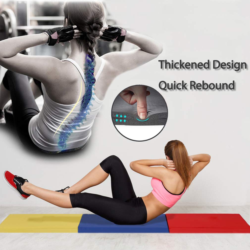Foldable PU Leather Tumbling Mat for Gymnastics, Yoga & Pilates - Thick Exercise Mat with Carrying Handles for Home Workout, Outdoor Training & Gym Use