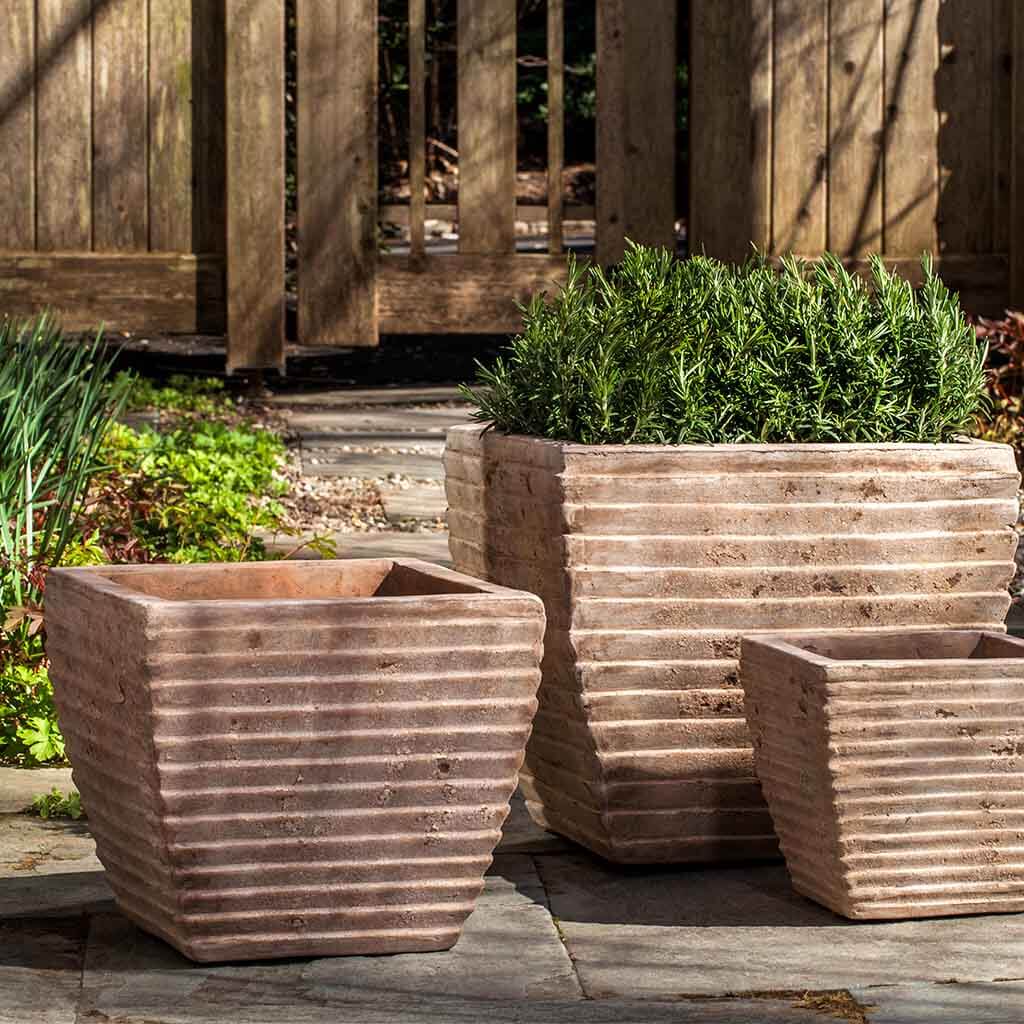Campania International Ipanema Square Planter Set of 3 - Antico Terra Cotta Flower Pots for Indoor & Outdoor Garden Decor - Perfect for Patio, Balcony, and Home Décor