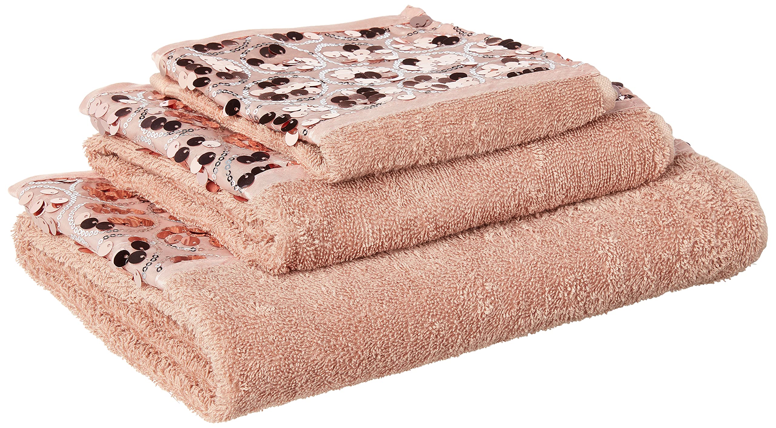 Luxury Modern Bath Towel Set - 3 Piece Soft & Plush Bath, Hand & Wash Towels - Highly Absorbent Contemporary Decor for Spa, Guest Bathroom & Master Suite - Blush Pink Bling Towel Collection