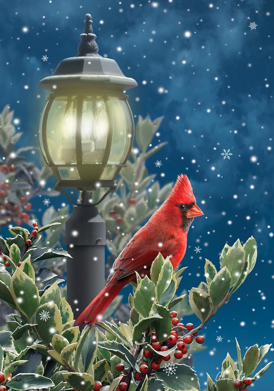 Briarwood Lane Winter Solitude Cardinal House Flag - Outdoor Decorative Seasonal Banner for Porch, Garden & Yard - Perfect for Christmas & Winter Holiday Decorations