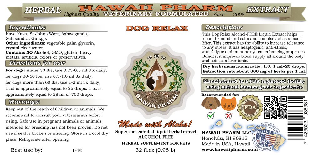 Veterinary-Approved Alcohol-Free Dog Relax Liquid Herbal Extract | Natural Pet Calming Supplement (2 x 32 oz) | Perfect for Anxiety Relief, Travel Stress & Vet Visits