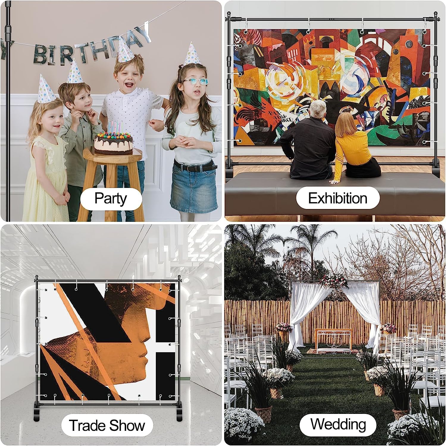 EMART 10x8ft Adjustable Photo Backdrop Stand Kit - Telescopic Trade Show Display with Step & Repeat Frame for Professional Photography, Events, Weddings & Product Shoots | Durable Background Holder for Studios & Commercial Use