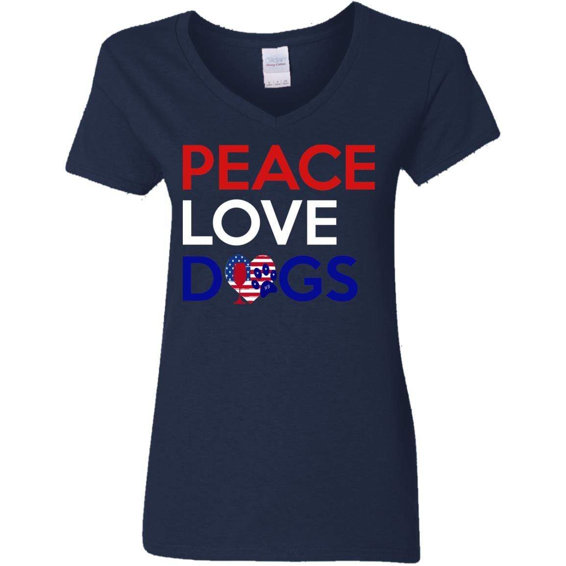 Peace Love Dogs Women's 5.3 oz V-Neck T-Shirt | Soft Cotton Casual Tee for Dog Lovers | Perfect for Casual Wear, Dog Walks & Pet Lover Gifts