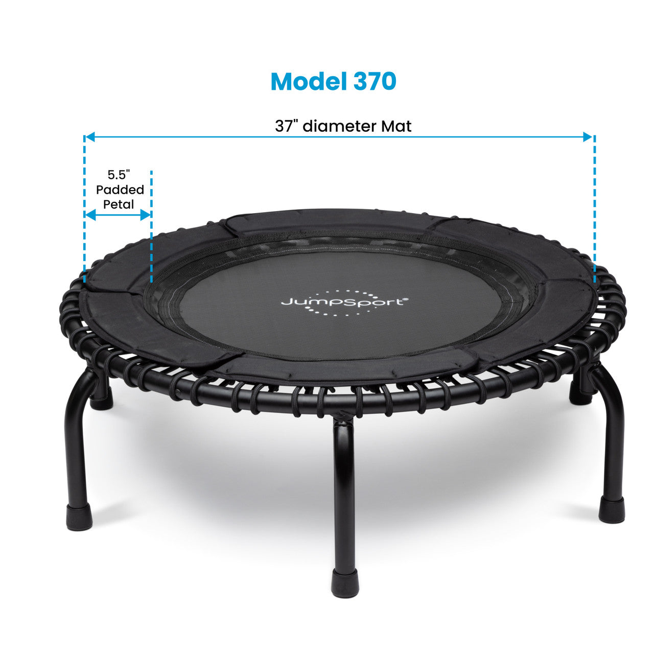JUMPSPORT 370 Fitness Trampoline for Adults & Kids - 39 Inch Rebounder with Safety Net - Home Workout, Exercise, Weight Loss & Indoor Fitness Equipment for Cardio Training & Family Fun