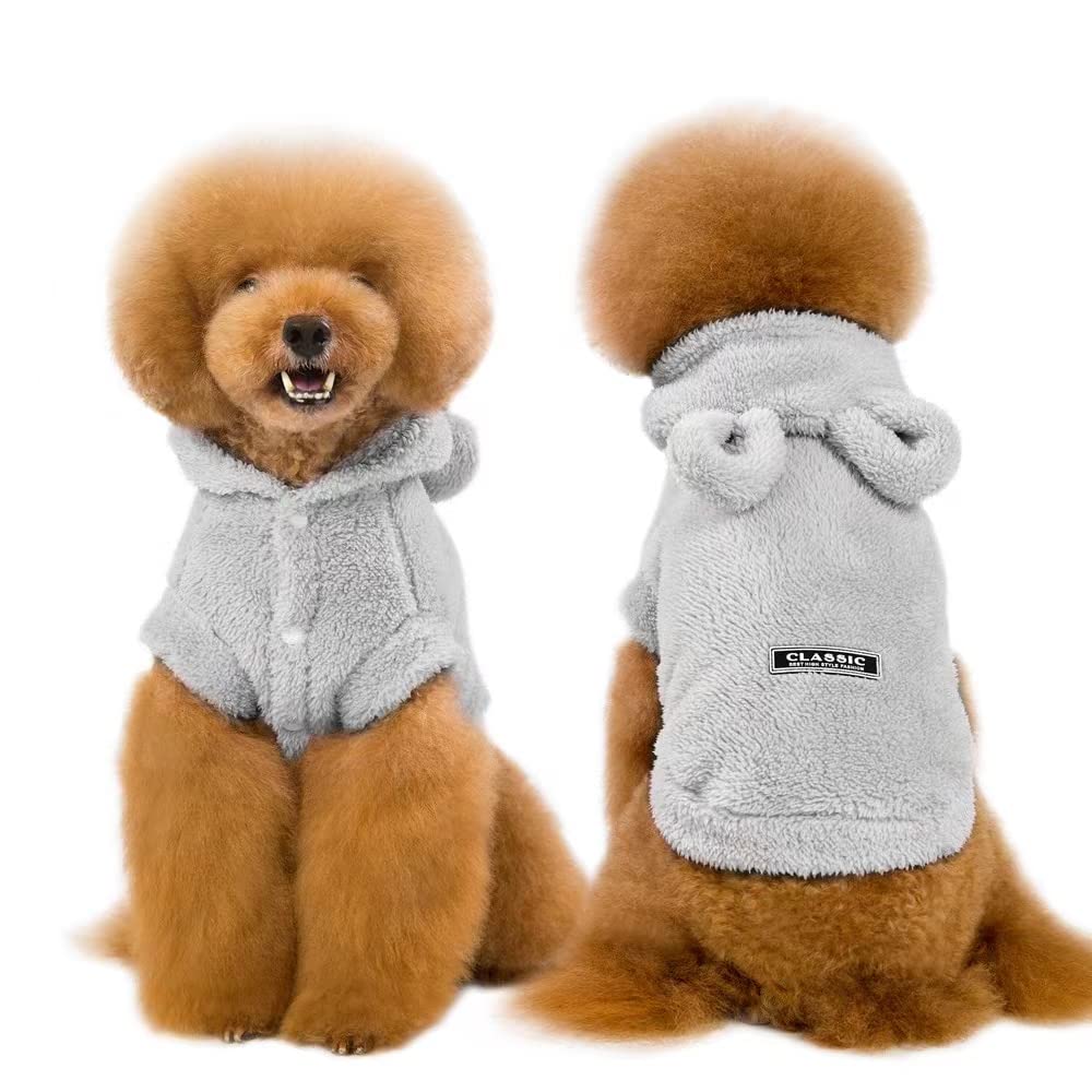 Easter Bunny Ears Dog Hoodie - Fleece Warm Puppy Sweater & Cat Costume for Small Pets (Large, Grey) - Perfect for Easter Photos, Holiday Parties & Winter Outfits