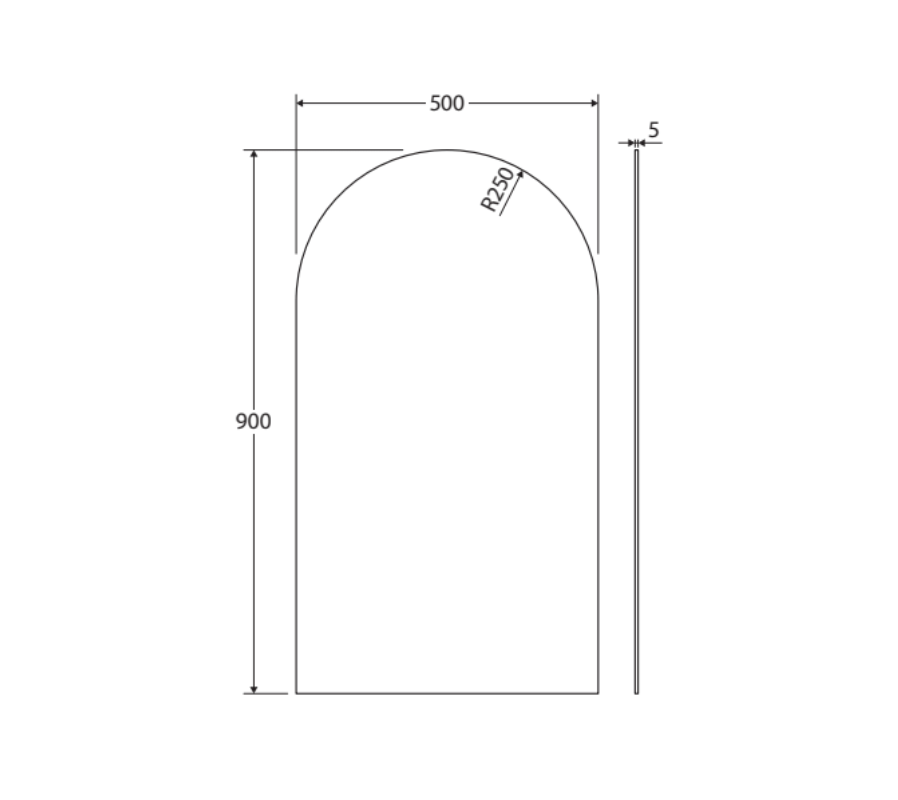 Fienza PEM500A Wall Mounted Arch Mirror - 19.7