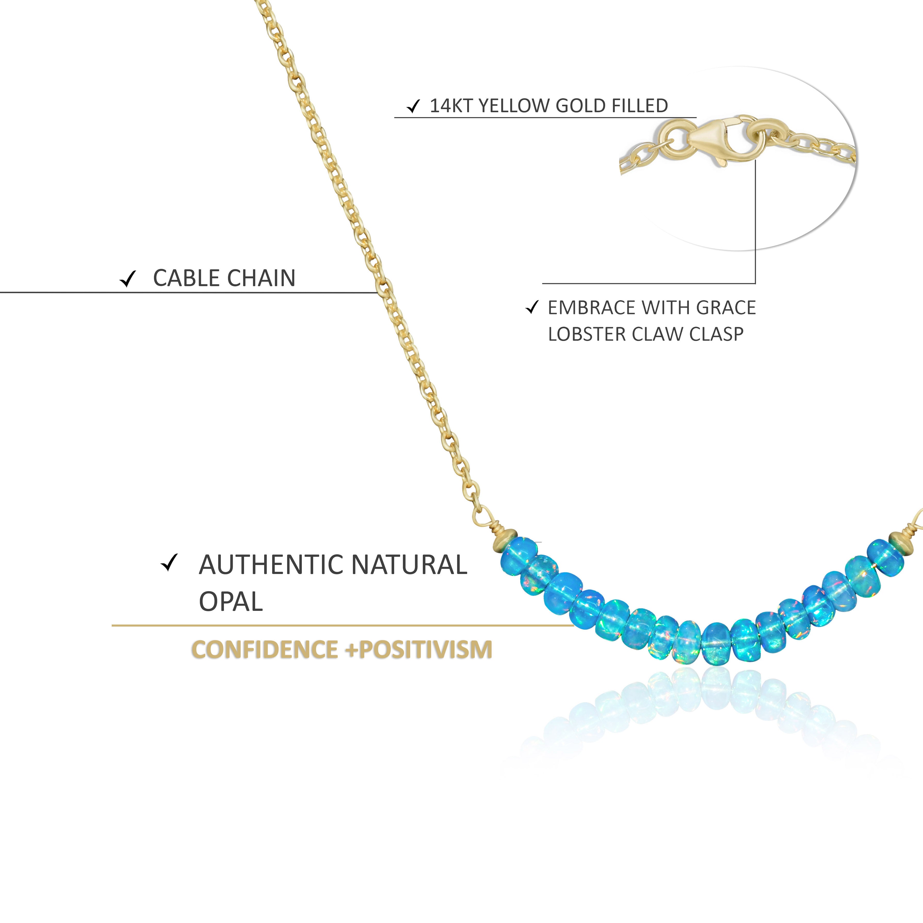 Elegant Curve Bar Chain Beaded Necklace with Natural Paraiba Opal - Perfect for Weddings, Parties & Everyday Fashion