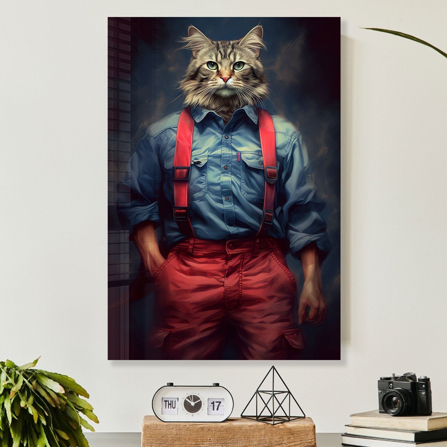 Mr. Cat Premium Tempered Glass Wall Art - Elegant Home Decor for Living Room, Bedroom & Office