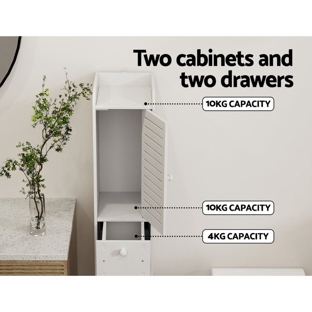 Artiss Bathroom Storage Cabinet - Slim Corner Toilet Organizer with Laundry Shelf | Space-Saving Tallboy Cupboard for Small Bathrooms & Powder Rooms