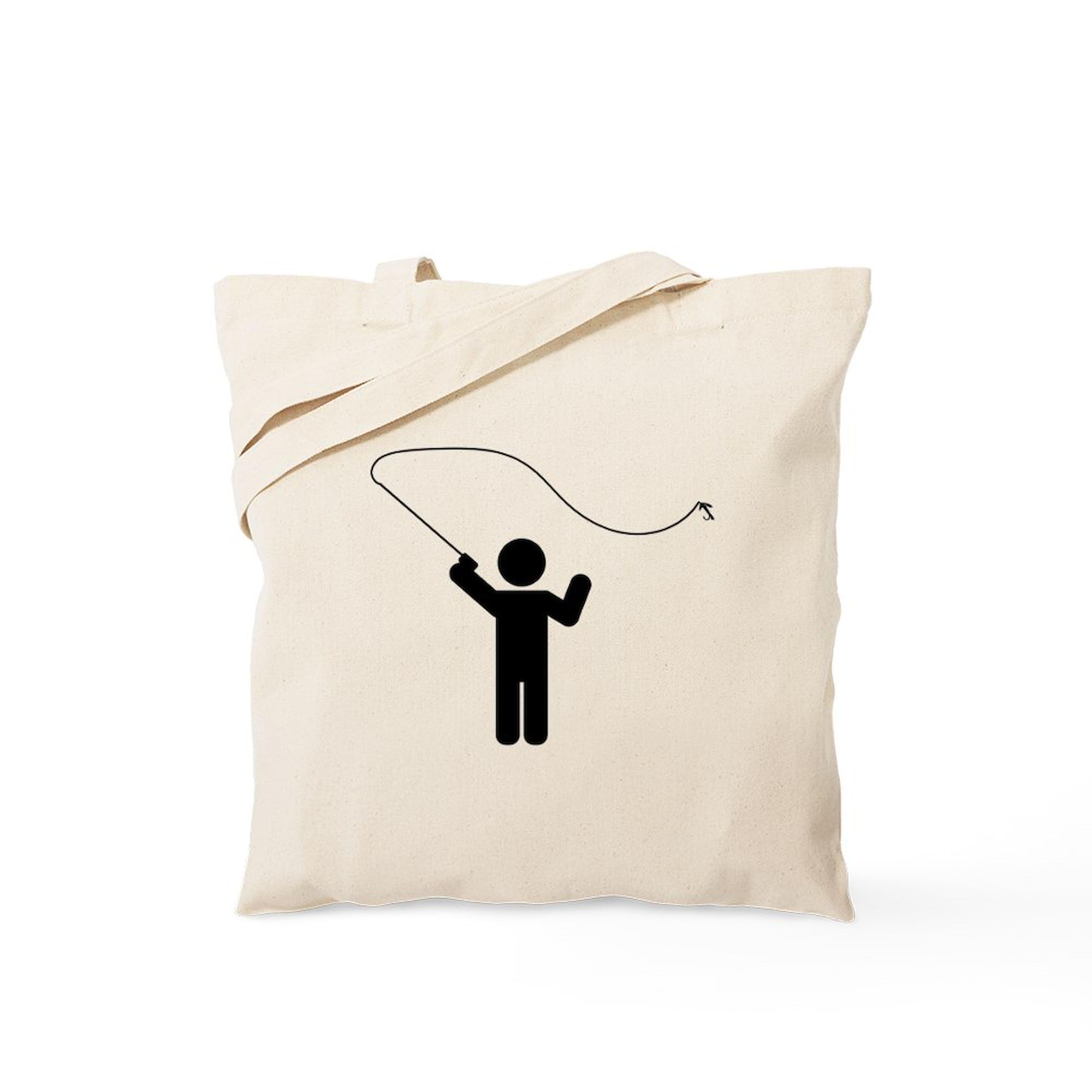 Fly Fishing Tote Bag - Natural Canvas Reusable Shopping Bag for Outdoor Enthusiasts | Perfect for Fishing Trips, Groceries & Beach Days