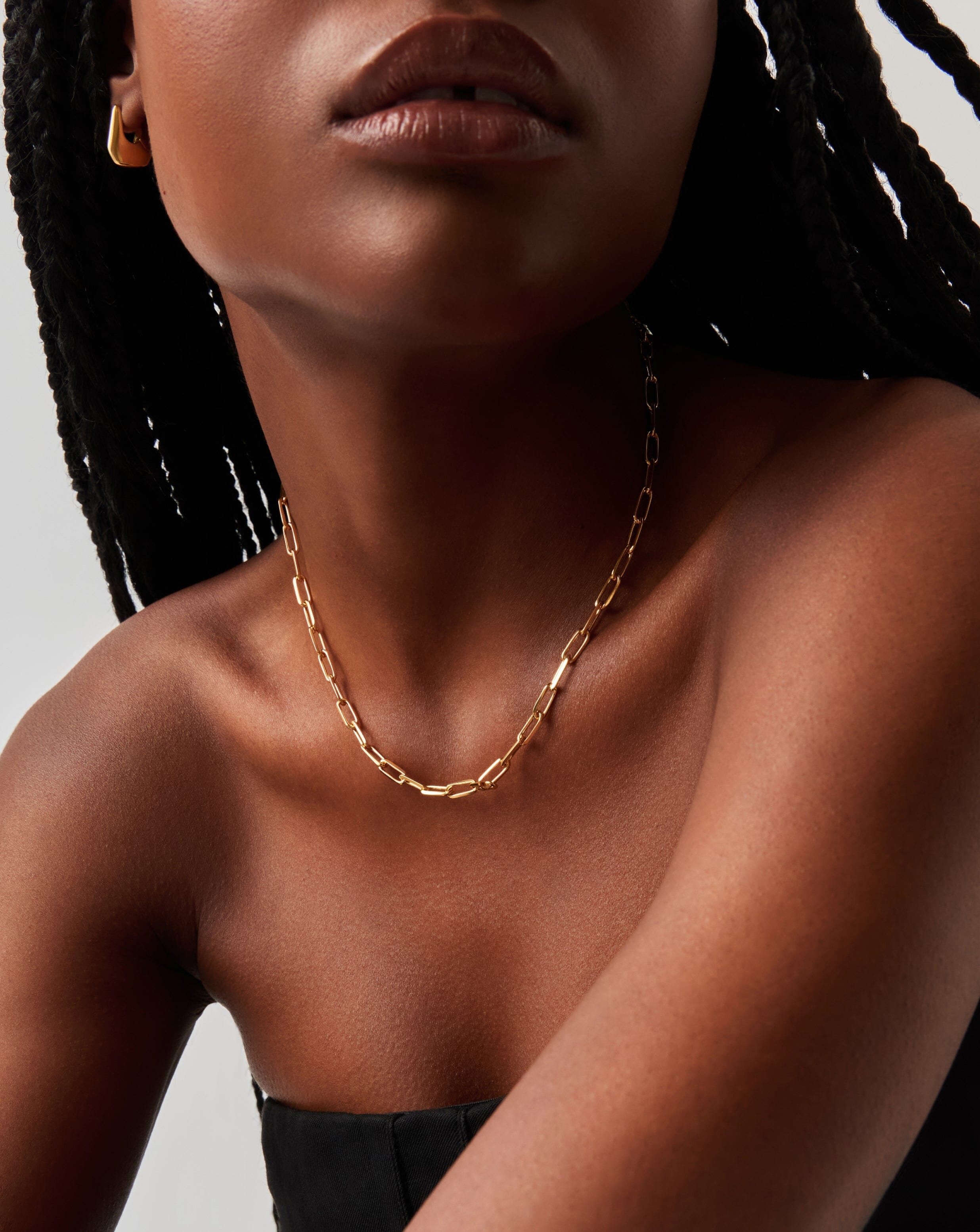 Classic Mini Short Paperclip Chain Necklace - 18k Gold Plated Dainty Layering Necklace for Women | Everyday Jewelry, Gift for Her, Birthday & Anniversary Present