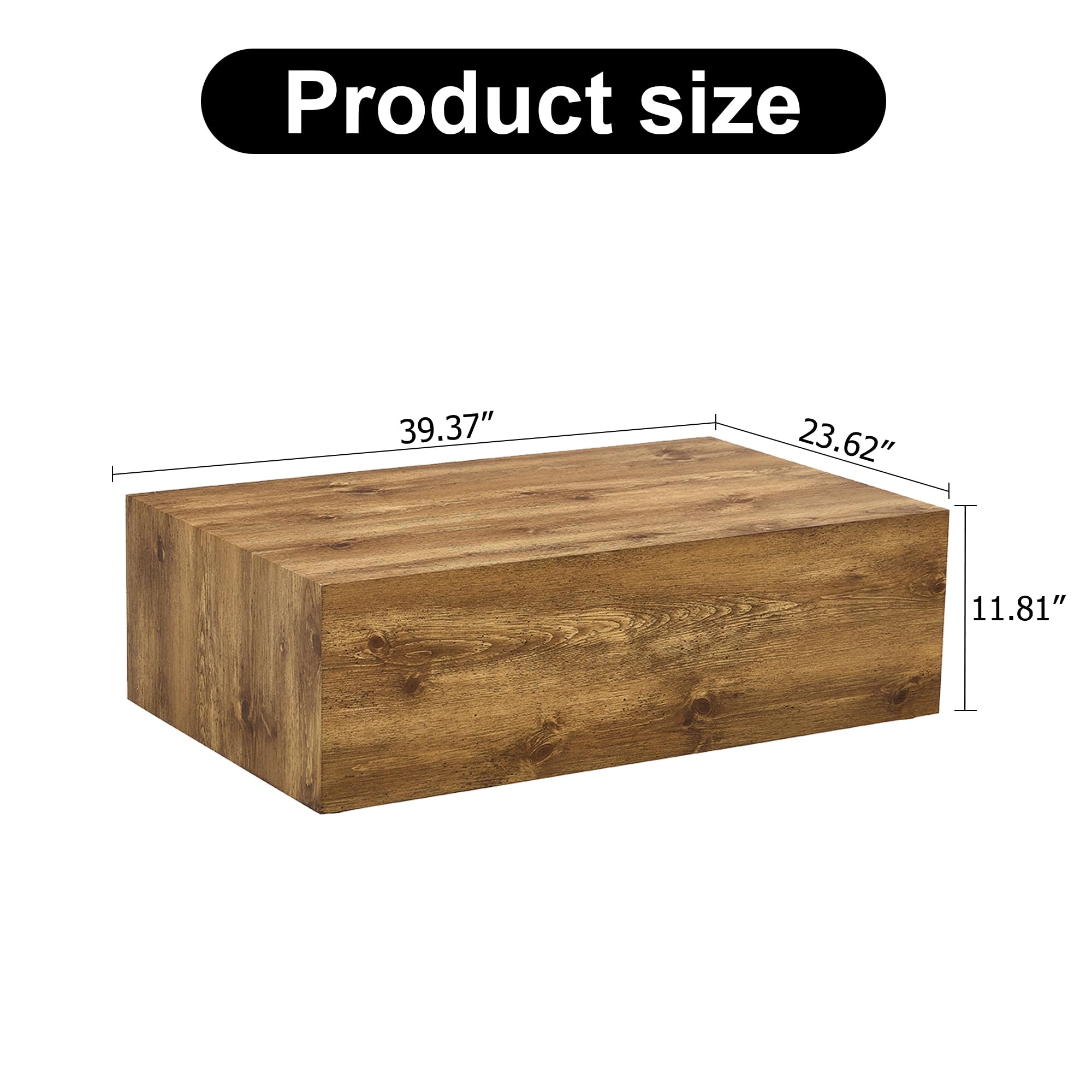 Modern Wood Grain Coffee Table - Rectangle Wooden Center Table for Living Room, Contemporary Cocktail Table (No Assembly Required) - Perfect for Small Spaces, Apartments & Cozy Home Decor