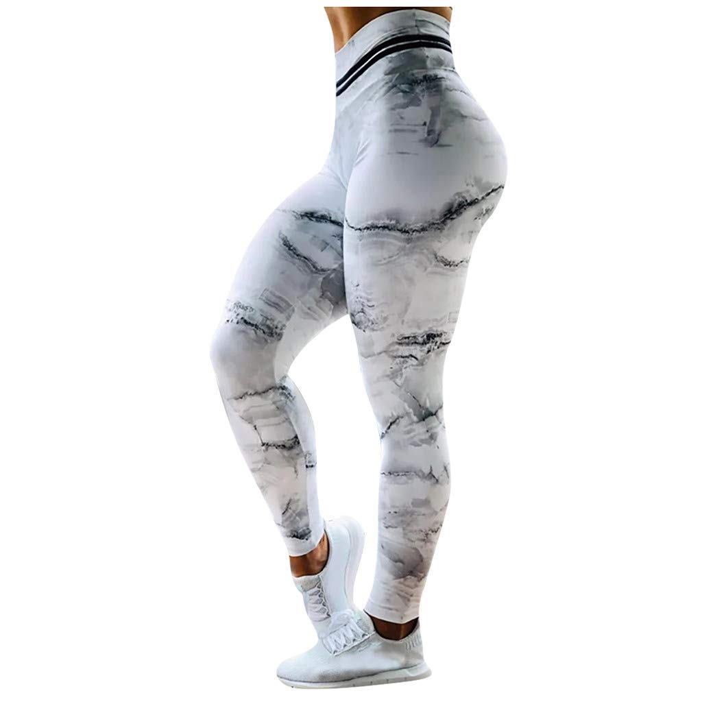 LEKODE Women's High-Waisted Yoga Pants with Print - Tummy Control Workout Leggings, Hip Lift Fitness Tights for Yoga, Gym, Running & Lounge Wear