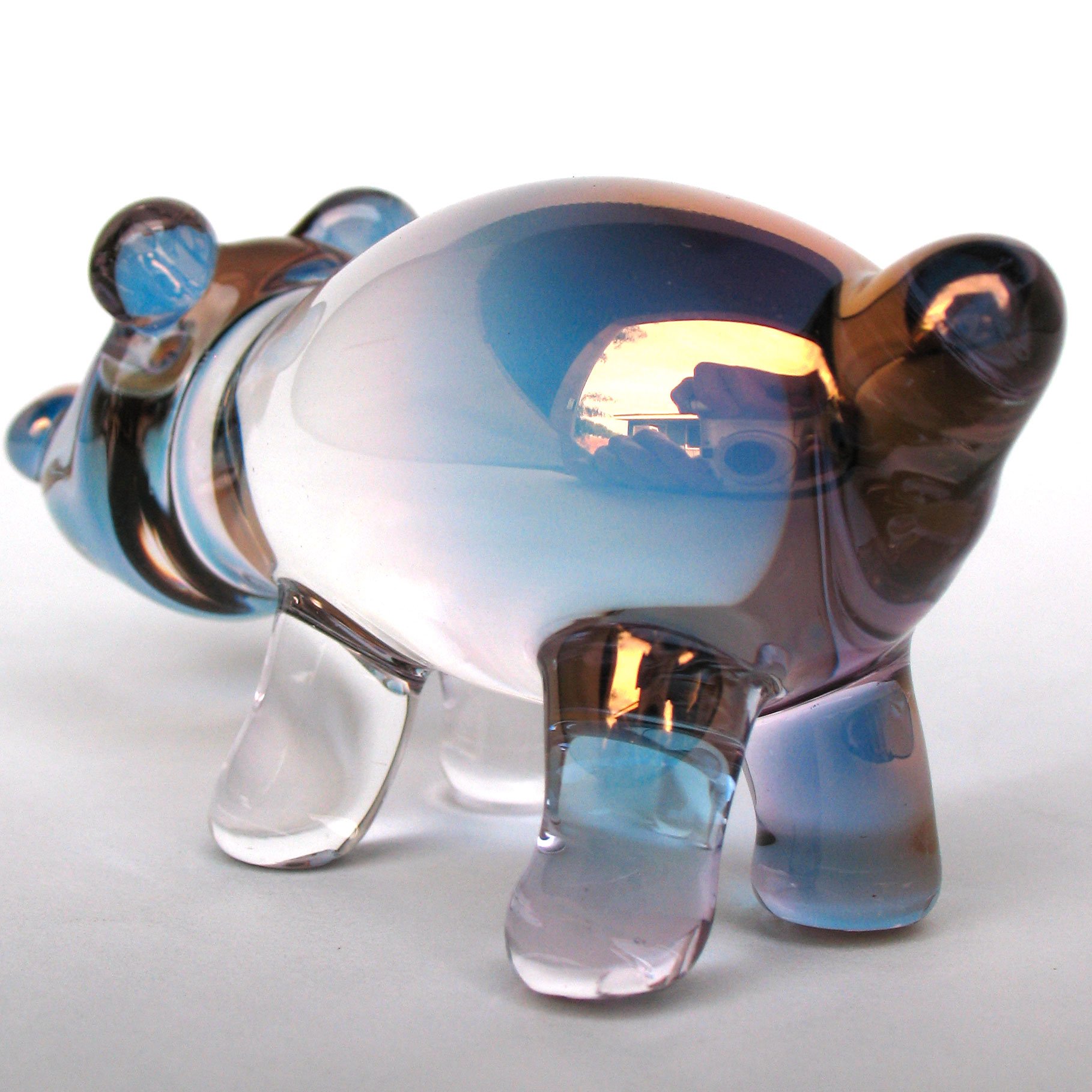 Hand Blown Glass Hippo Figurine - Unique Handmade Hippopotamus Sculpture for Home Decor, Gift & Collection | Perfect for Shelf Display, Office Desk & Nursery Room Decor