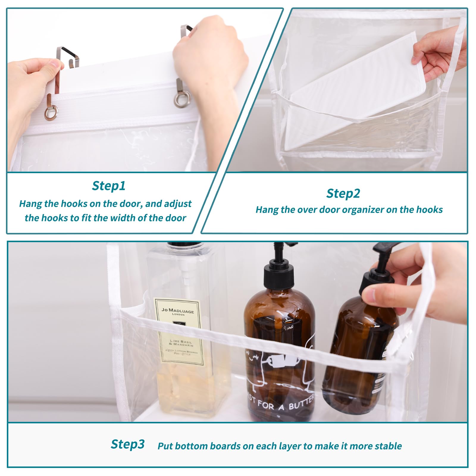 Fixwal 2 Pack 5-Tier Over The Door Hanging Pantry Organizer with Clear Plastic Pockets - Large Capacity Closet Storage for Bedroom, Bathroom, Nursery & Sundries (55.9 Inch) - Perfect for Small Space Organization & Home Decluttering
