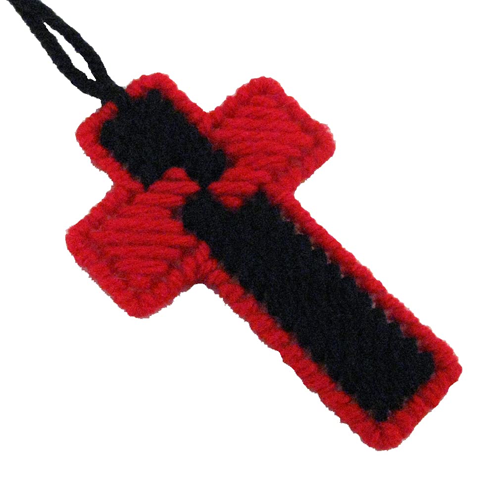 Red and Black Christian Cross Ornaments - Religious Home Decor for Christmas Tree, Wall Hanging, Gift Giving & Church Events