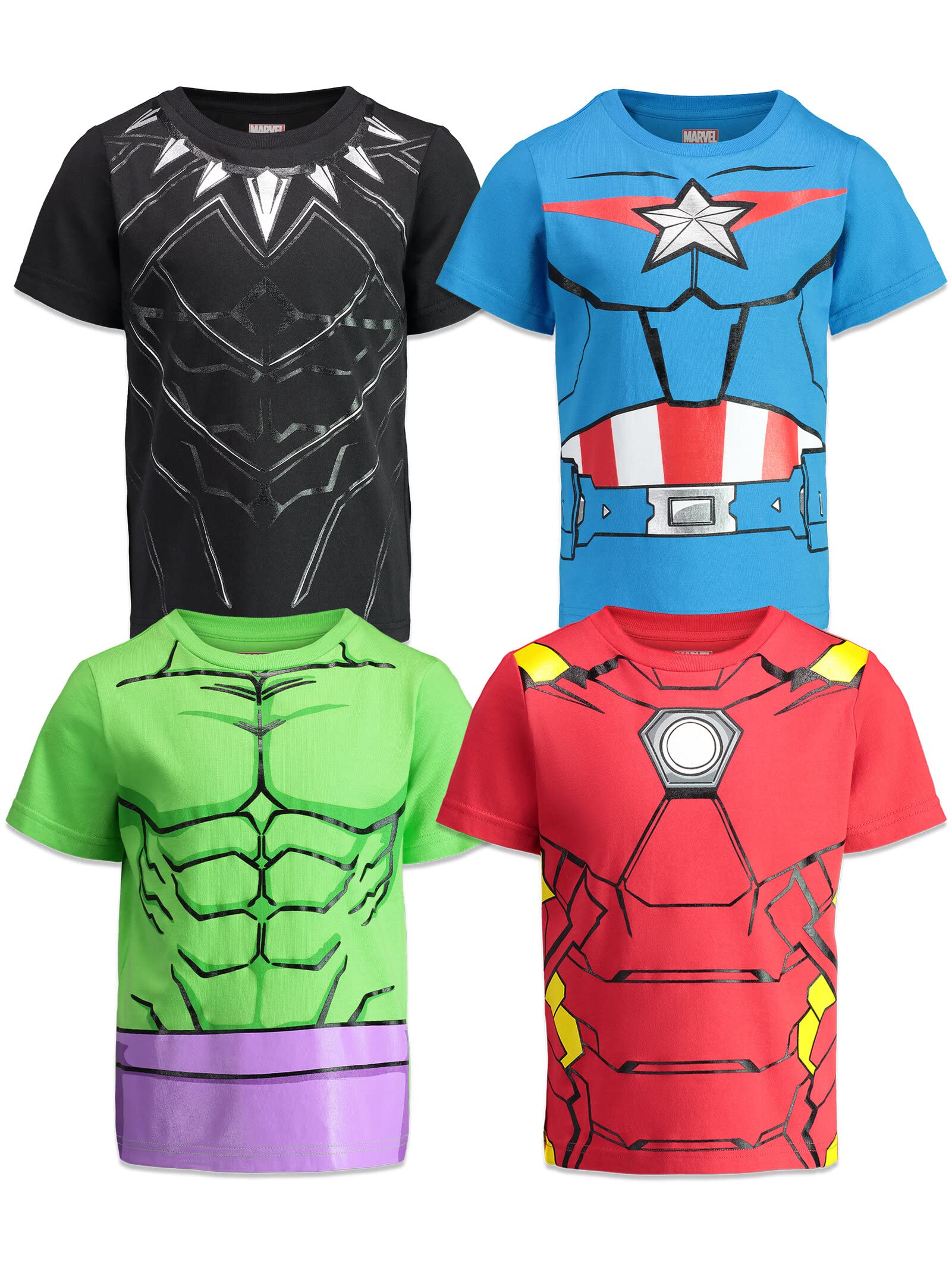 Marvel Avengers Spider-Man Mech Strike 4 Pack Kids Cosplay T-Shirts - Athletic Cotton Tees for Toddler to Big Kid (2T-20) | Superhero Costume, Birthday Gift & Comic-Con Outfit