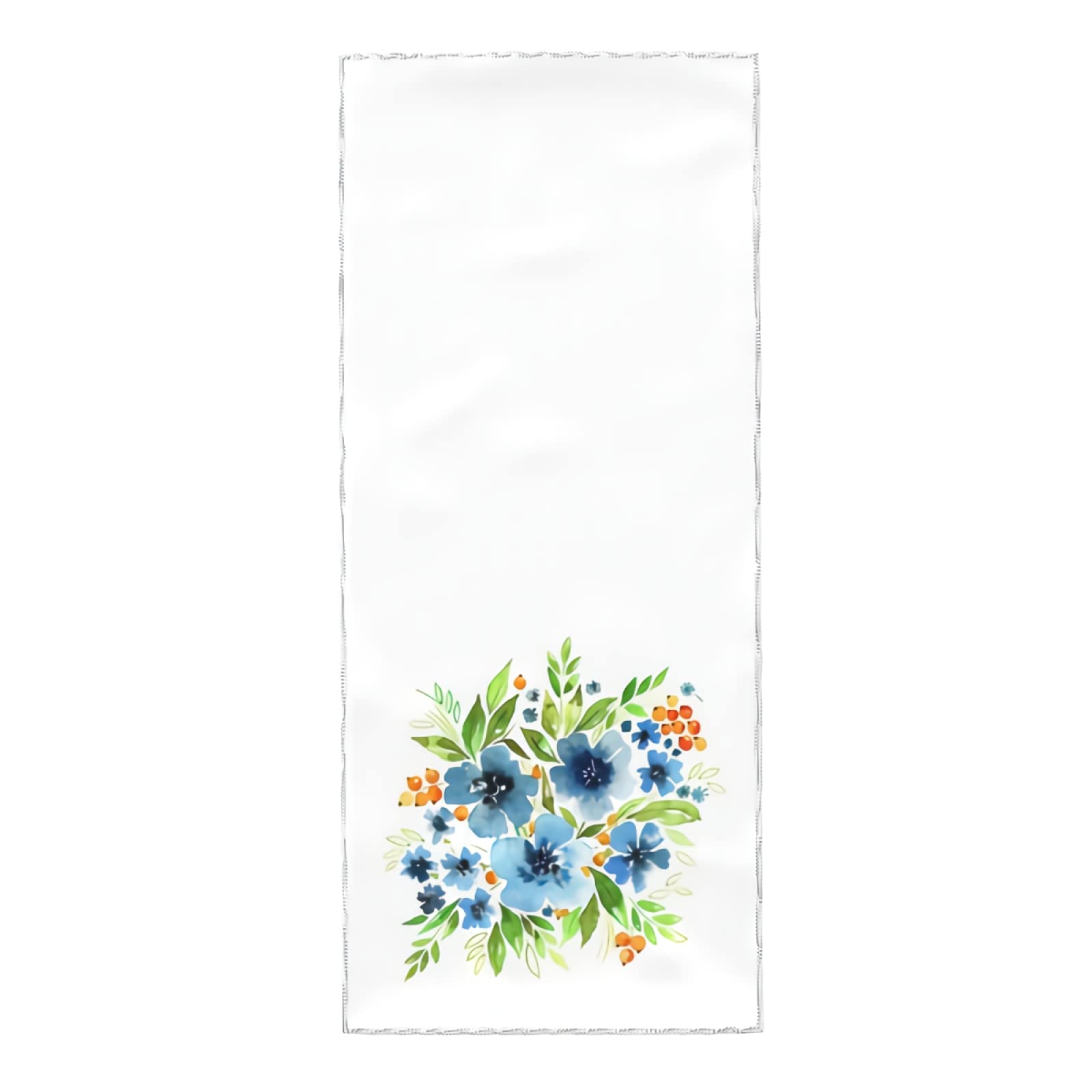 Blue Flower Green Leaves Watercolor Bouquet Hand Towel - Soft Highly Absorbent Bath & Guest Towel for Bathroom, Kitchen, Spa | Perfect for Home Decor, Hostess Gifts & Luxury Guest Towels