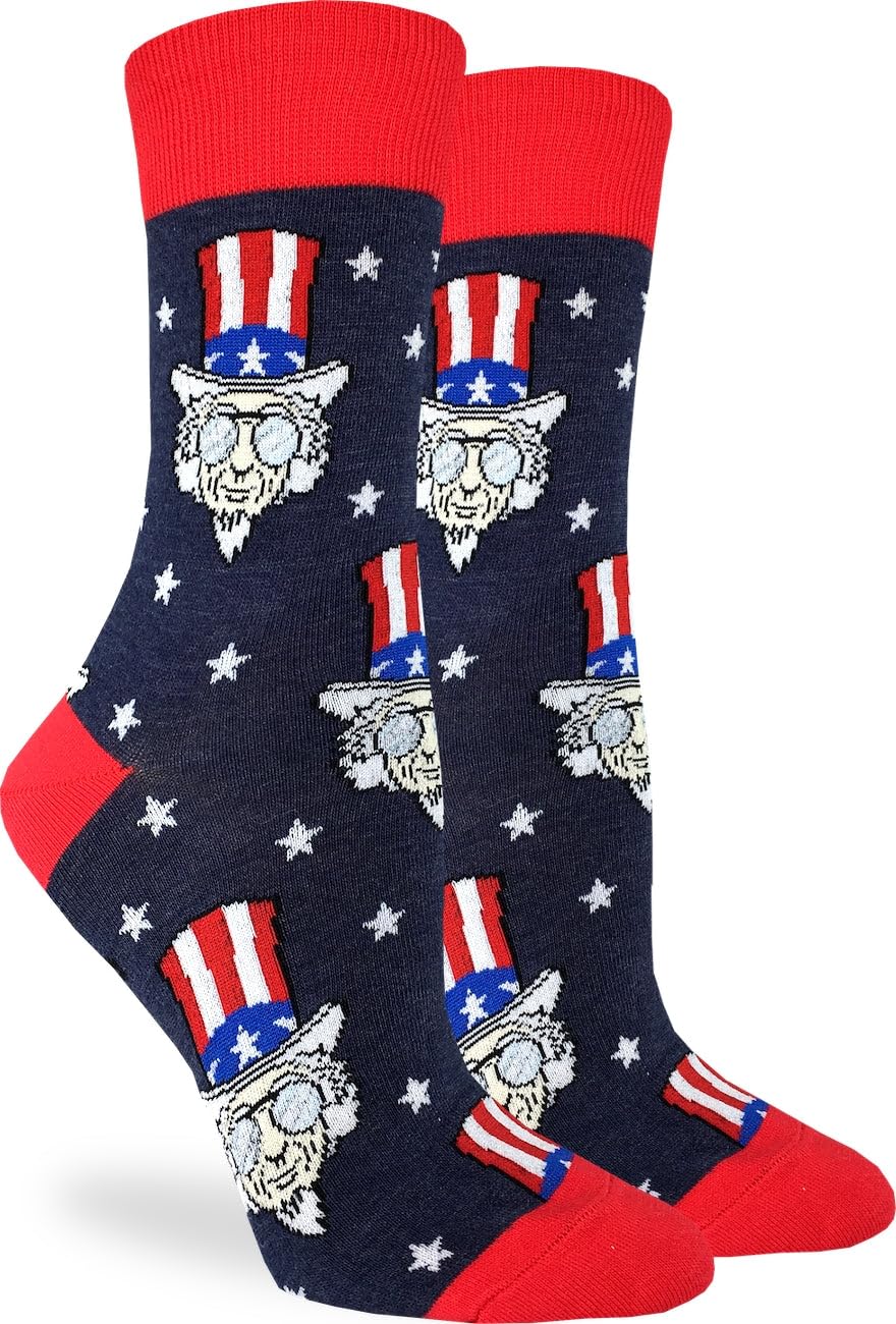 Good Luck Sock Women's Patriotic American Flag Socks - Comfortable Crew Socks for Adults - Perfect for 4th of July, Memorial Day & Independence Day Celebrations