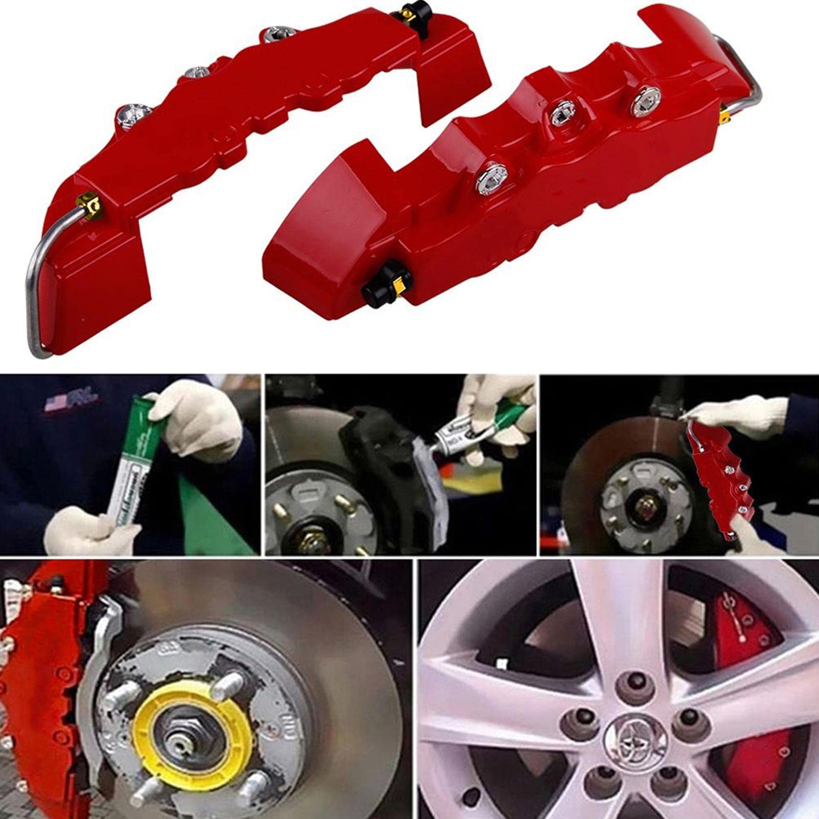Universal Car Brake Caliper Cover Set - Front & Rear Wheel Hub Protector Guard for Enhanced Vehicle Aesthetics & Protection - Perfect for Car Enthusiasts & Auto Detailing