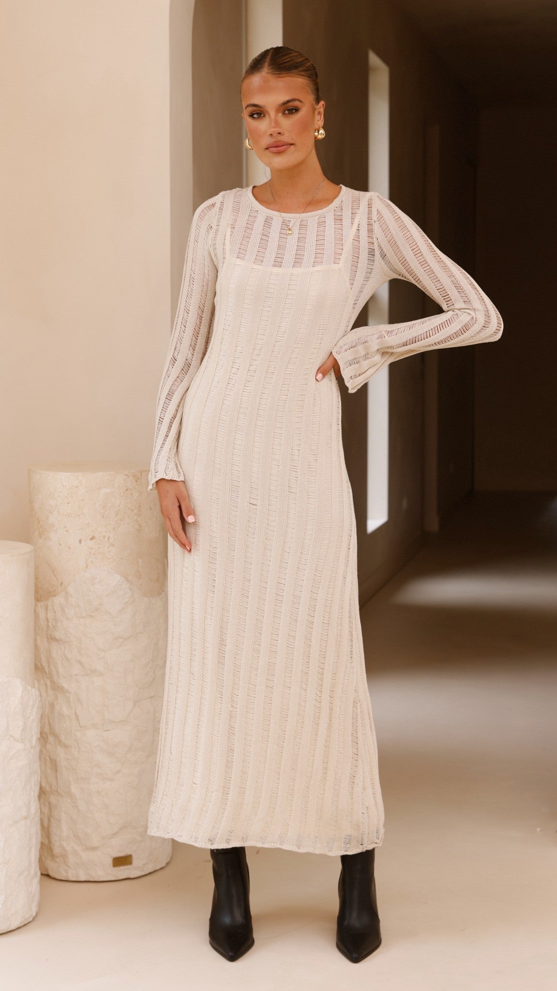 Allure Maxi Dress in Beige - Elegant Long Flowy Summer Dress for Women | Perfect for Beach, Vacation, and Evening Outings