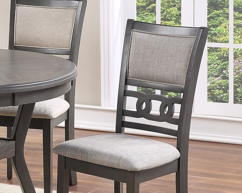 Modern Grey Dining Room Chairs Set of 2 - Upholstered Cushion Seats with Unique Back Design - Perfect for Kitchen, Breakfast Nook & Small Space Dining - Comfortable Side Chairs for Home Decor