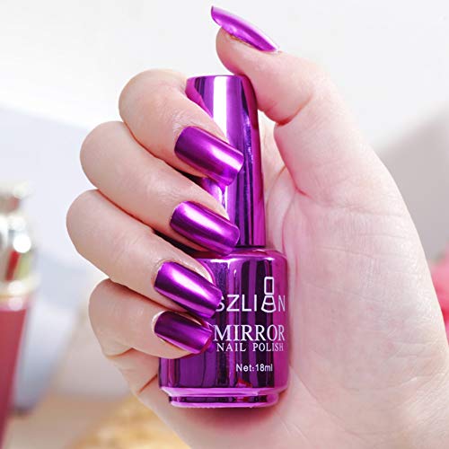 18ml Metallic Mirror Nail Polish - Silver Chrome Glitter Nail Varnish for Mirror Effect Manicures, Perfect for Parties, Weddings & Special Occasions