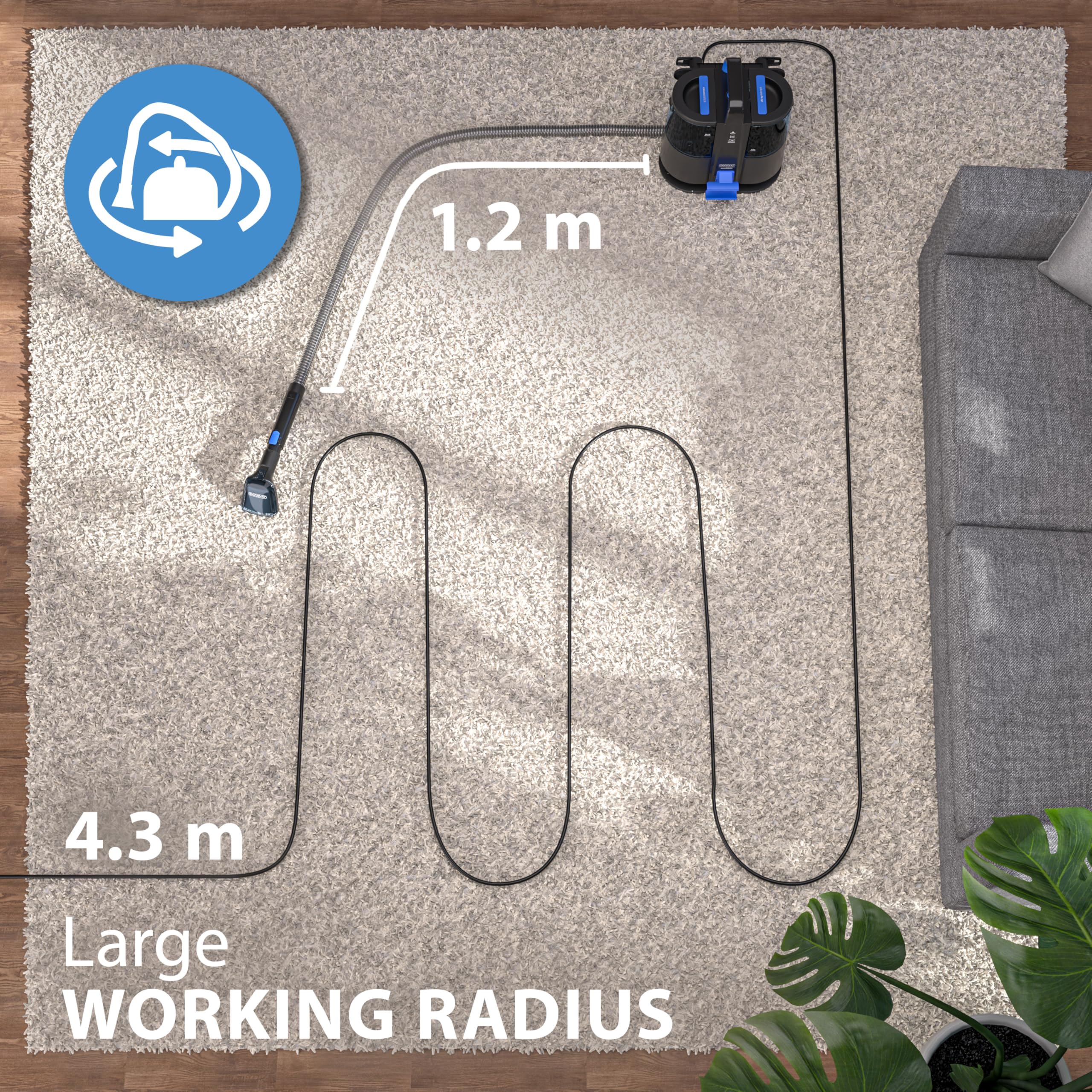 MONZANA® 400W SC4000 Powerful Upholstery & Carpet Cleaner with 2-in-1 Brush Attachment - 1500ml Large Tank Wet Vacuum for Deep Cleaning Sofas, Mattresses, Car Seats & Home Furniture | Lightweight 3.5kg Portable Design