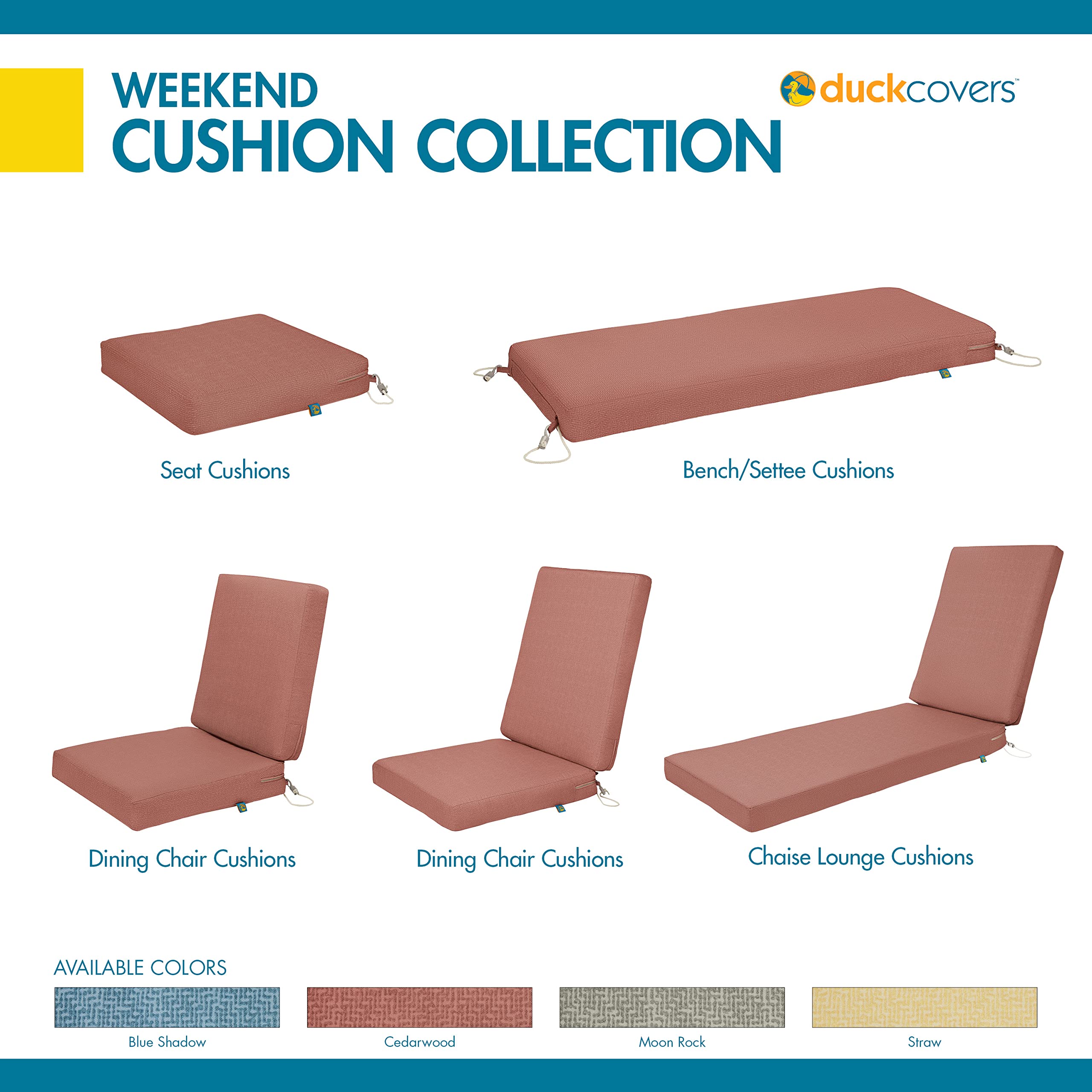 Waterproof Duck Covers Outdoor Bench Cushion 42x18x3 Inch - Cedarwood Patio Furniture Cushion for Garden, Deck, Poolside & Backyard Relaxation