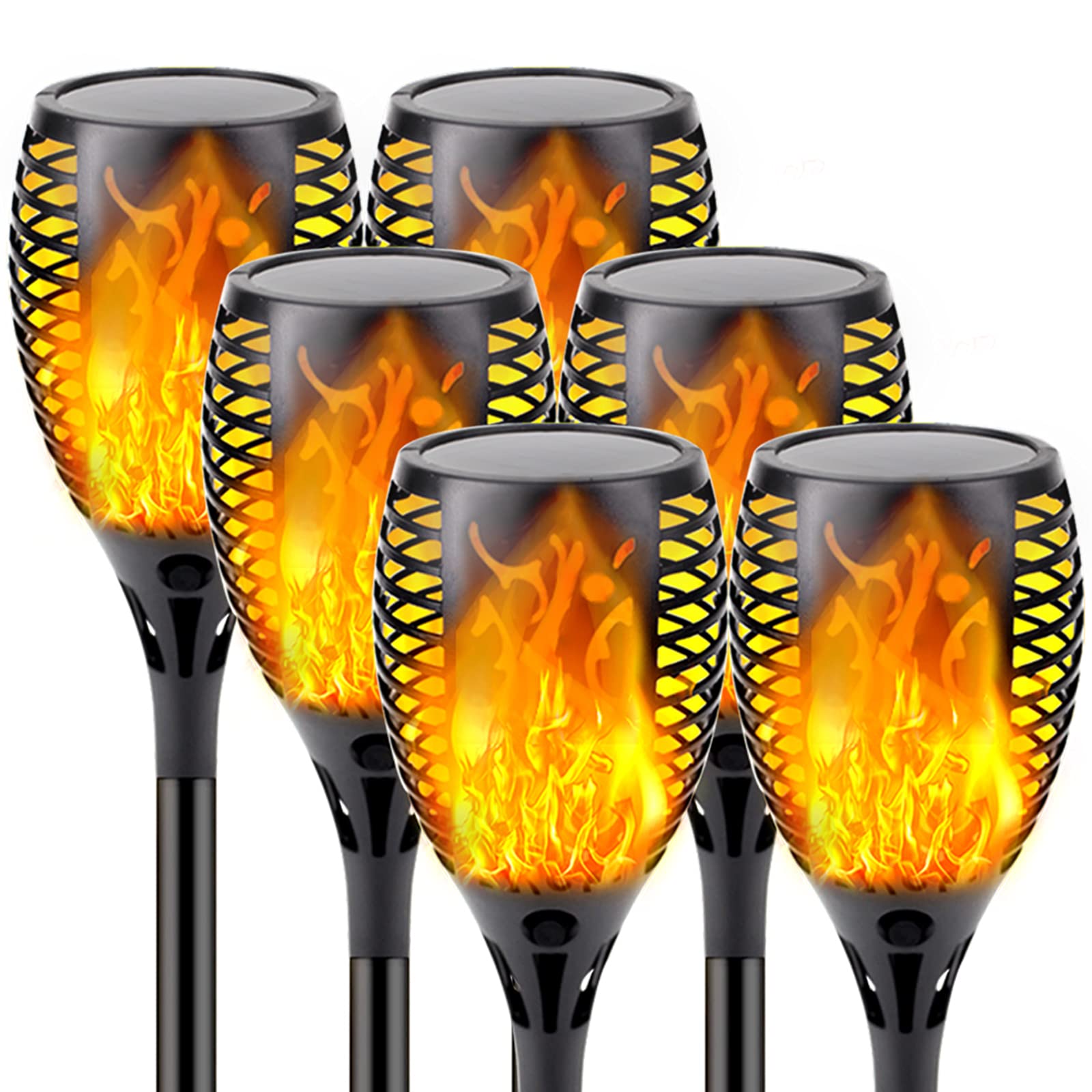 6 Pack Upgraded Large Solar Torch Lights Outdoor - Super Bright Flickering Flame Effect, Waterproof Garden Decor Lights for Yard, Pathway & Patio | Solar Powered Landscape Lighting for Backyard, Walkway & Driveway