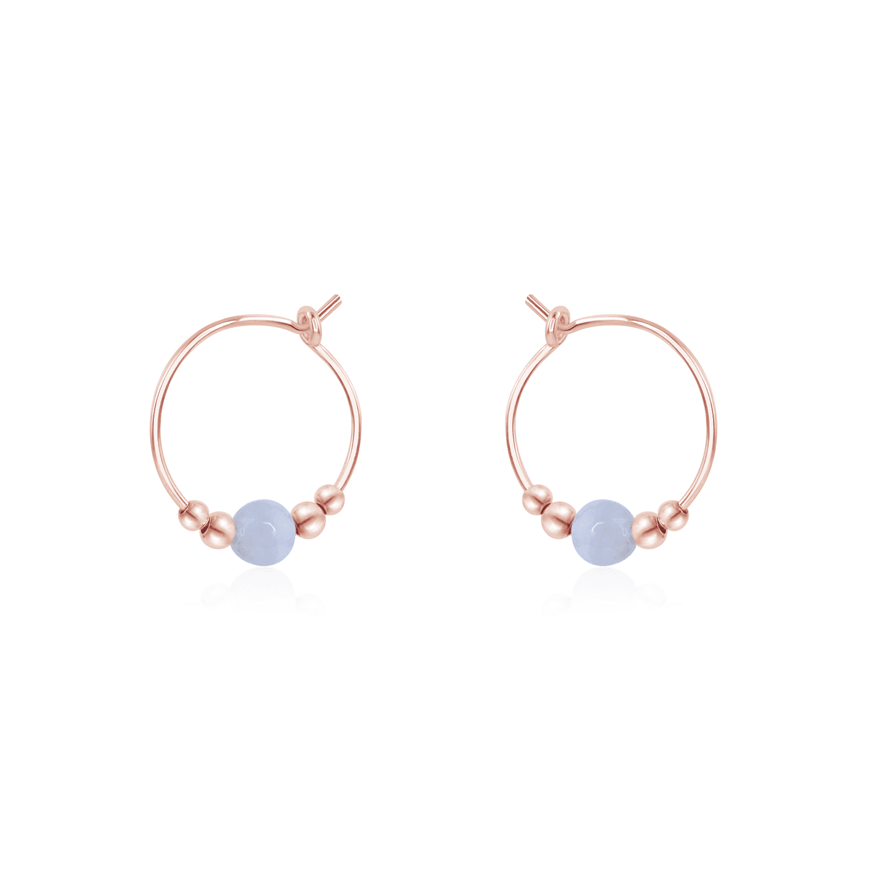 Tiny Blue Lace Agate Bead Hoop Earrings for Women - Natural Stone Dangle Jewelry - Perfect for Everyday Wear, Office & Special Occasions