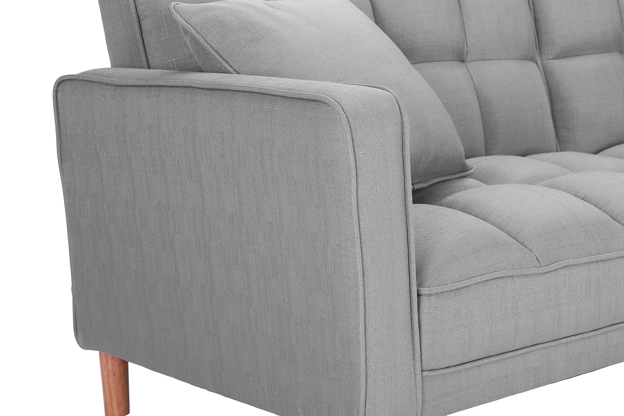 Convertible Futon Sofa Bed - Modern Linen Upholstered Folding Sleeper Sofa with 2 Pillows, 75