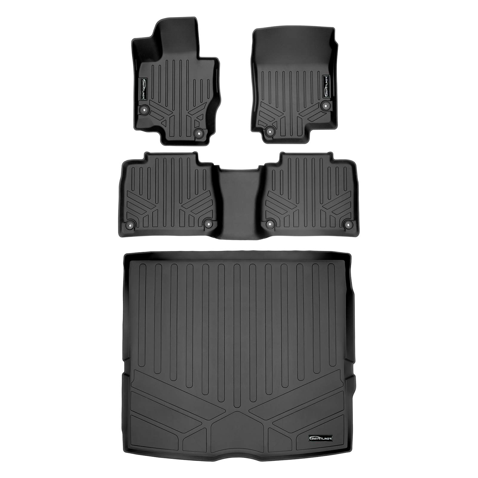 SMARTLINER Custom Fit All-Weather Floor Mats & Cargo Liner Set for 2020-2023 Mercedes-Benz GLE-Class (7/8 Passenger) - 2 Row Front & Rear Protection, Black - Perfect for Road Trips, Family Travel & Daily Commute