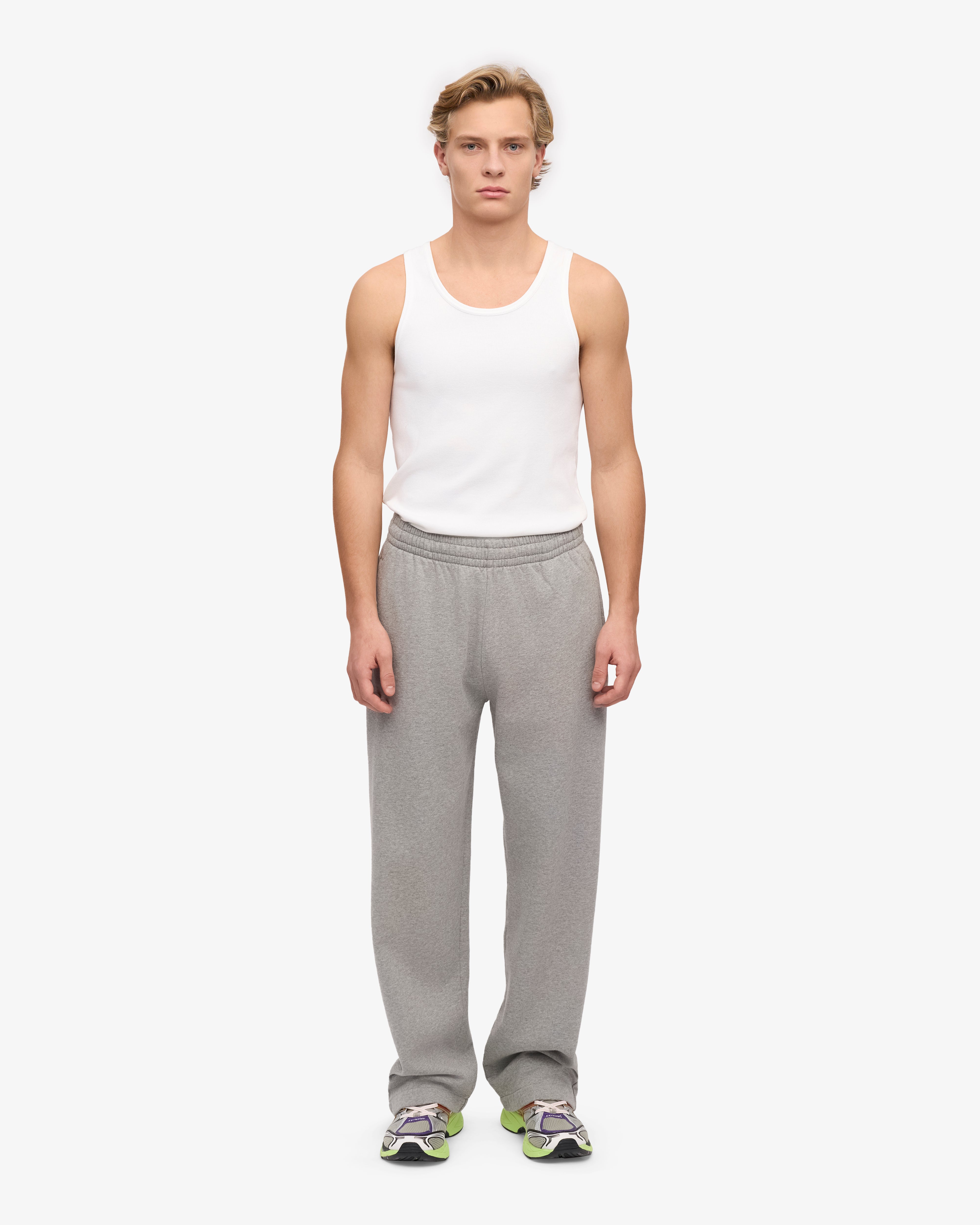 Organic Straight Leg Sweatpants for Women - Soft Heather Grey Cotton Joggers - Perfect for Yoga, Lounge & Casual Wear