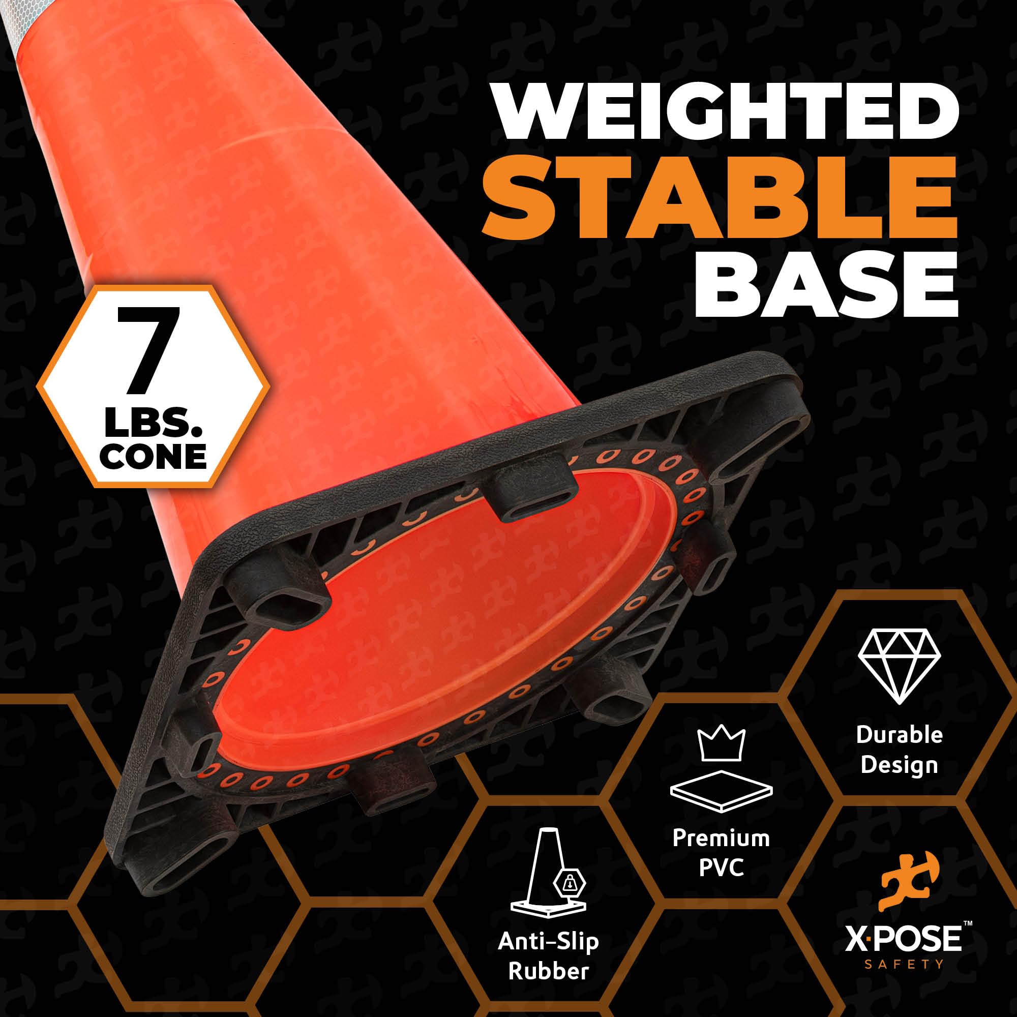 Xpose Safety 28 Inch Orange Traffic Cones with 6