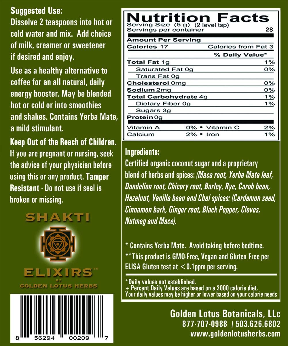 Organic Golden Lotus Herbs Chai Tea - Maca Jahva Chai with Yerba Mate (5 Oz) | Herbal Energy Tea Blend for Focus & Vitality | Perfect for Morning Boost, Yoga & Meditation
