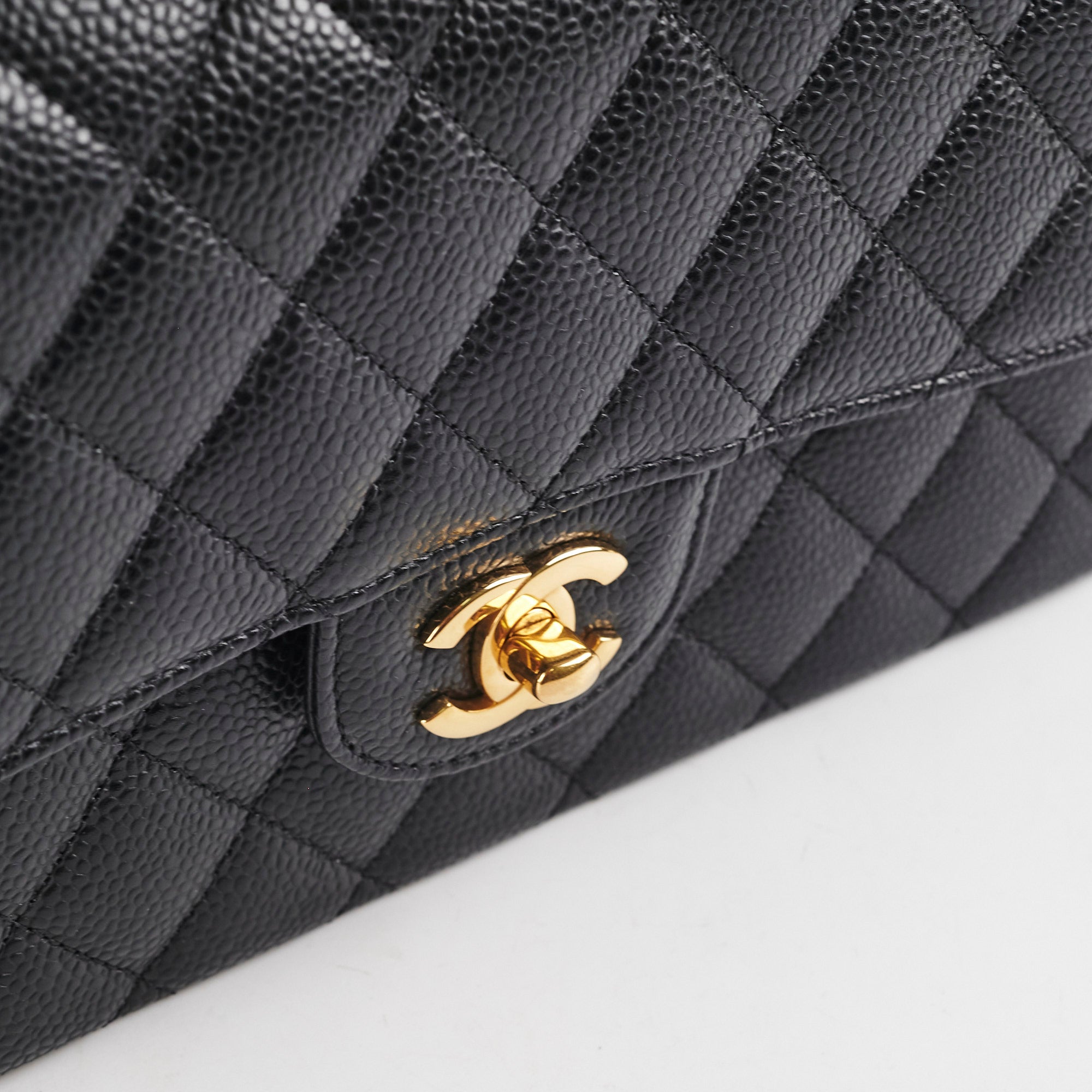 Authentic Chanel Caviar Medium/Large Double Classic Flap Bag Black 2022 - Luxury Handbag for Women, Perfect for Work, Evening Events & Special Occasions
